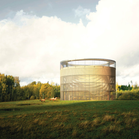 Circular Observation Tower Crafted From Laminated Timber And Glass Panels Embracing The Natural Landscape  