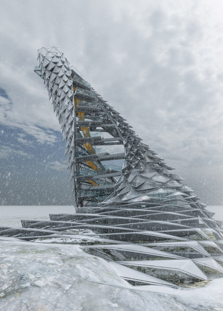 Spiraling ETFE Structure Embracing Geothermal Landscapes as a Visitor Destination  