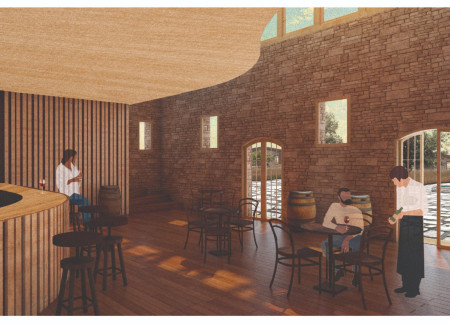 Natural Stone and Wood Frame Retreat Nestled in the Countryside for Communal Wine Gatherings