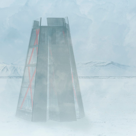 Metal Mesh Facade and Concrete Tower Offering Panoramic Views of Icelandic Landscapes