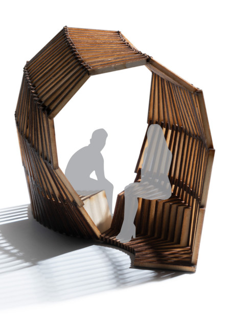 Spiral Retreat Constructed With Engineered Wood and Glass Panels Emphasizing Urban Connection  