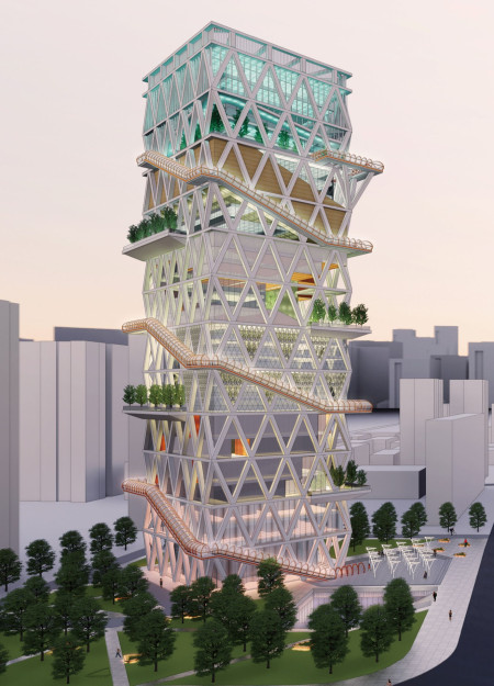 Cantilevered Glass Facades and Vertical Gardens Redefining Urban Civic Spaces