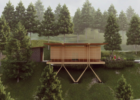 Cross-Laminated Timber Sanctuary Embracing Nature for Wellness and Reflection