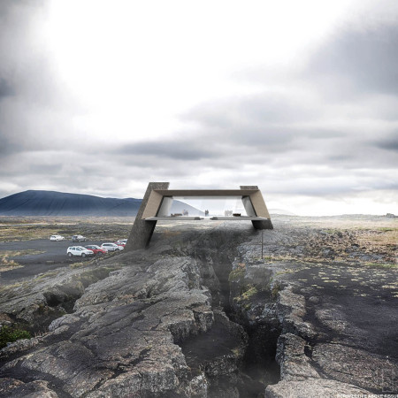 Translucent Fiber-Cement Form Overlooking Tectonic Fissures With Natural Light Integration  
