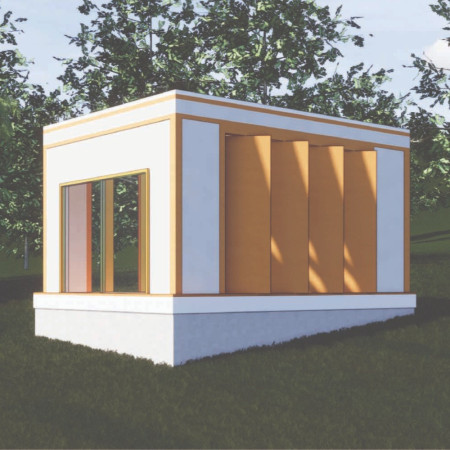 Flexible Wood Panels and Natural Ventilation in a Tranquil Retreat Emphasizing Timber and Concrete Integration  