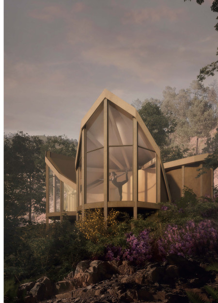 Fired Clay Walls Embrace a Central Courtyard for Mindful Meditation in a Mediterranean Retreat