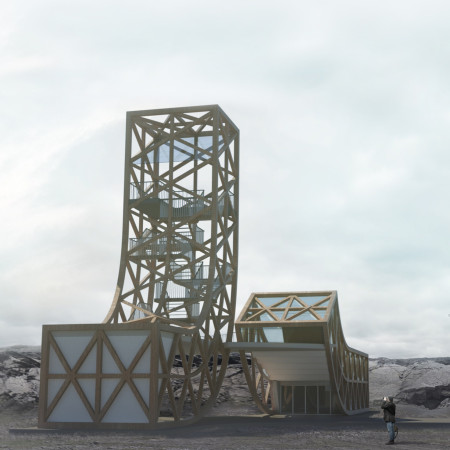 Tectonic-Inspired Observation Tower Crafted From Cross-Laminated Timber and Charred Shingles
