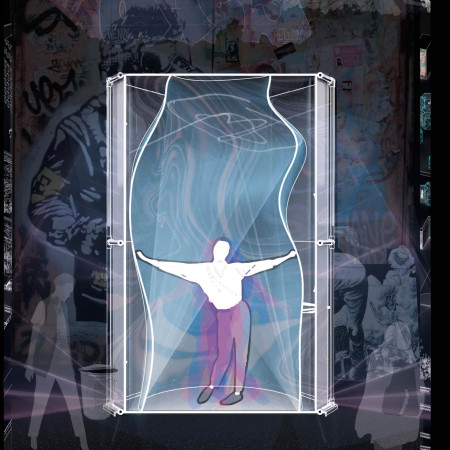 Hexagonal Booth Constructed with Reclaimed Wood and Transparent Polycarbonate for Urban Social Engagement