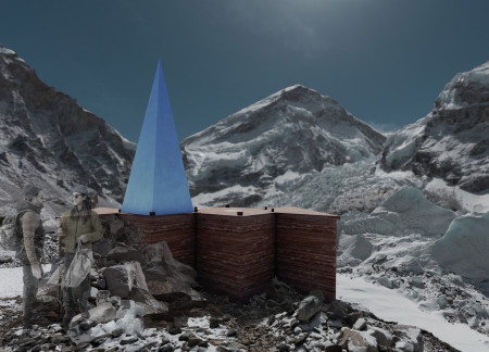 Pyramidal Restroom Structure Crafted With Sustainable Timber and Eco-Friendly Materials  