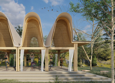 Rammed Earth and Engineered Wood Sanctuary Embracing Nature Through Flexible Design