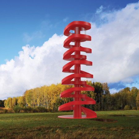 Spiraled Observation Tower Embracing Steel and Glass Amidst Natural Scenery