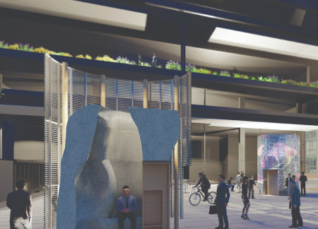 Biomaterial Structures Featuring Mycelium and Relaxing Spaces for Urban Respite