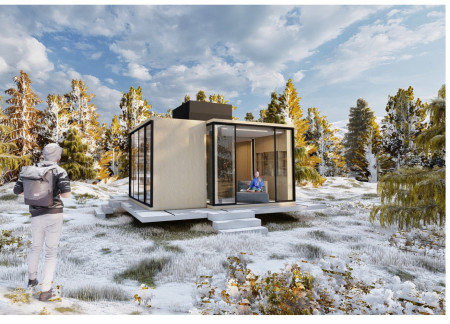 Modular Forest Home With Plywood Construction and Solar Glass Integration