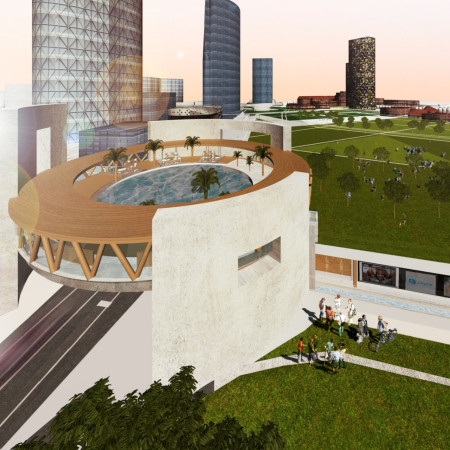 Circular Structure Featuring Smart Glass and Eco-Friendly Materials Transforming Community Spaces  