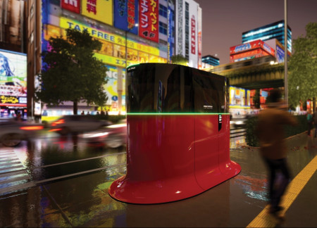 Curved Red Panels and Sustainable Timber Create a Mobile Urban Sanctuary