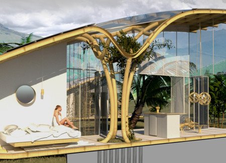 Curvilinear Bamboo Structure Embracing Natural Ventilation and Greenery Integration for Tropical Living