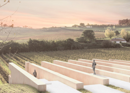 Charred Wooden Shingles and Natural Light Enhance the Tasting Experience in a Vineyard Setting