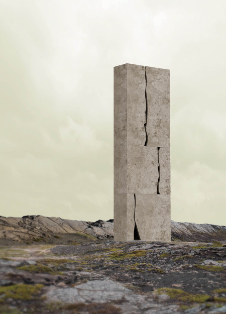 Embracing Fractures in Concrete and Steel Within a Natural Landscape Observation Tower  