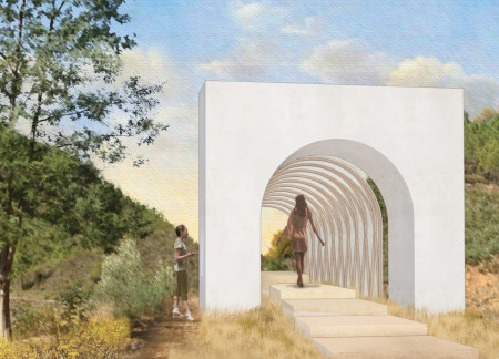 Curved Timber Beams and Rammed Earth Create a Sanctuary for Mindfulness