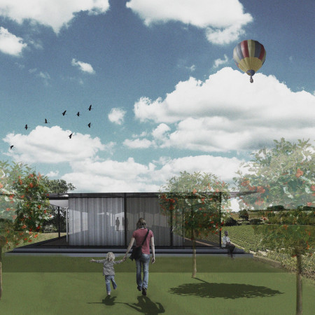 Canopy Structure of Glass and Steel Showcasing Vineyard Views