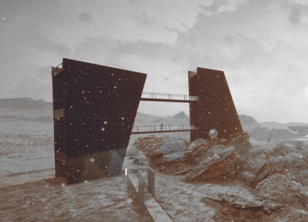 Recycled Concrete Structure Integrating Geothermal Systems Nestled Among Tectonic Plates
