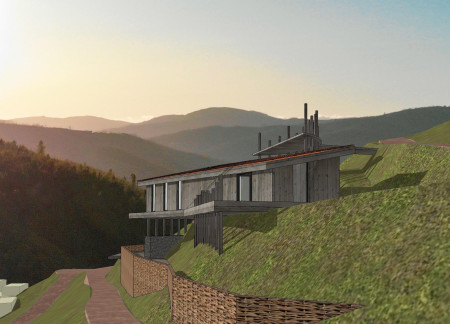 Bamboo Cladding and Passive Glazing in a Hillside Habitat  