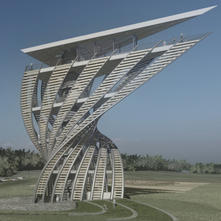 Charred Wooden Shingles Enveloping A Community Hub With Expansive Glass Elements  