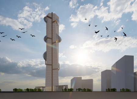 Vertical Gardens and Air Catchers Defining a Sustainable Skyscraper in Riyadh  