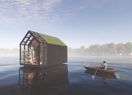 Charred Wooden Shingles and Cross-Laminated Timber Define A Sustainable Floating Residence  