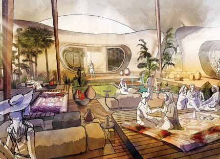 Curvilinear ETFE Panels Define A Sustainable Oasis in The Desert Ecosystem  