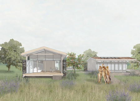 Charred Wood and Local Stone Create Sustainable Retreats in a Serene Landscape