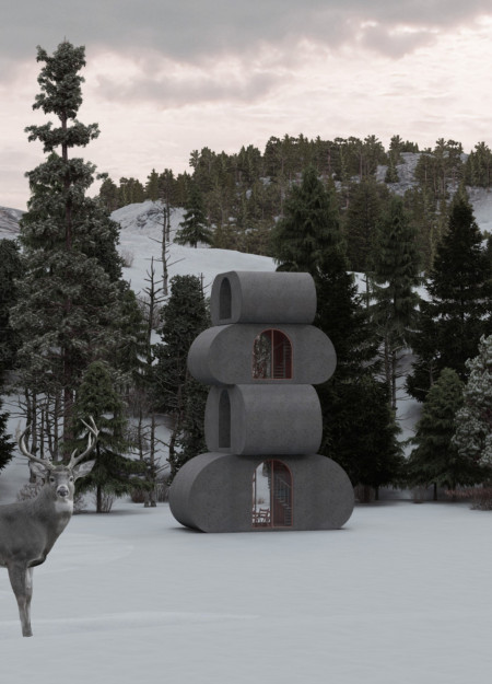 Cortex Concrete Structure Embracing Circular Apertures for Versatile Living Spaces