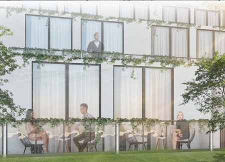 Terraced Green Roofs and Glazed Facades in A Sustainable Multi-Functional Complex
