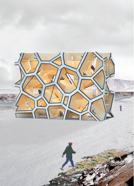 Hexagonal Structure Dressed in Charred Wood and Galvanized Steel Embracing Nature’s Journey  
