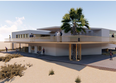 Fluid Form Inspired by Avian Structures with White Concrete and Recycled Wood for an Eco-Center Experience  