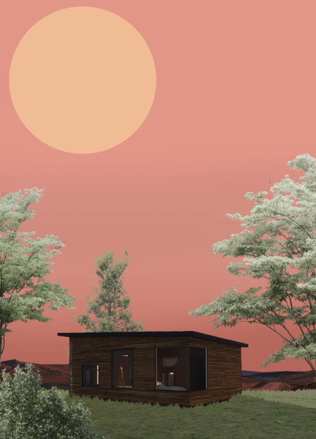 Sustainable Cabin Crafted From Laminated Wood With Panoramic Views and Indigenous Influence  