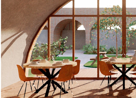 Vaulted Ceilings and Adobe Walls Enhance Tranquility in Vineyard Hospitality