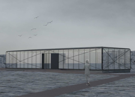 Reflective Glass Facade and Steel Framework Shaping Sustainable Visitor Hub Amid Iceland's Volcanic Landscape