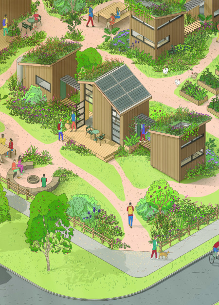 Charred Wooden Shingles and Green Roofs Create Flexible Micro-Living Spaces