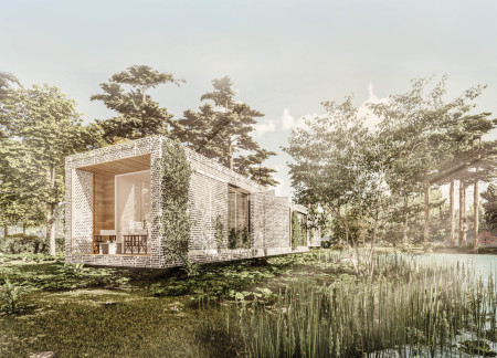 Hydroponic Green Façade With Prefabricated Aluminum and Eco Board in a Sustainable Dwelling  