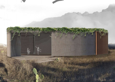 Helical Form Crafted From Exposed Concrete and Natural Wood, Supporting Community Connection and Sustainability