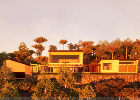 Rammed Earth Retreat Featuring Sustainable Green Roofing and Natural Wood Elements for Mindful Living