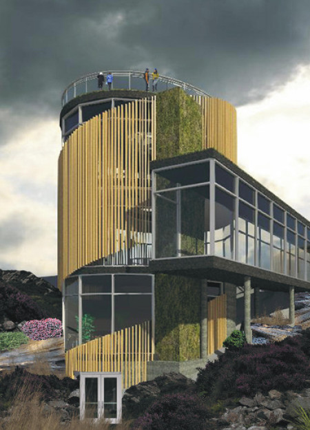 Sustainably Crafted Observation Tower Featuring Basalt Stone And Natural Hardwood Integration