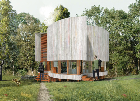 Weathered Steel Meets Reclaimed Timber in a Serene Meditation Retreat  