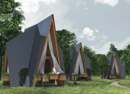 Charred Wooden Shingles and Cross-Laminated Timber Panels Unite to Create a Sustainable Community Hub