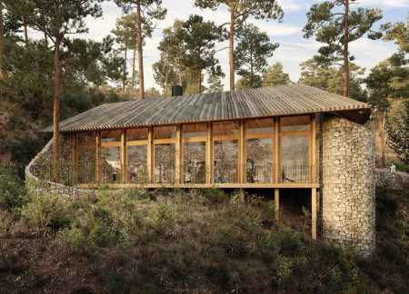 Half-Moon Pavilion Constructed with Sustainable Wood and Enhanced by Natural Light
