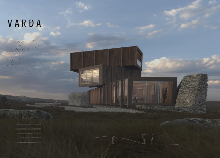 Windbreak Structure Crafted From Local Volcanic Stone And Timbers Offering Enhanced Landscape Engagement
