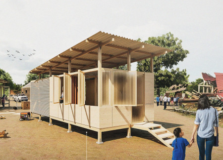 Vertical Gardens and Natural Ventilation in Modular Timber Shelters  