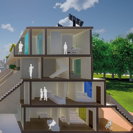 Charred Wooden Shingles and Green Roofs Enhance Urban Living in Flexible Community Spaces