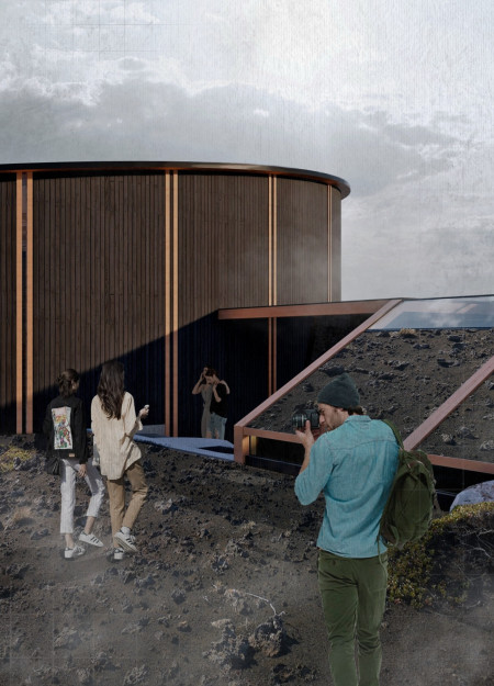 Charred Cedar Pavilion Nestled Within the Icelandic Landscape
